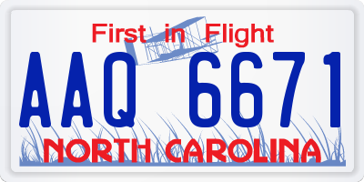 NC license plate AAQ6671