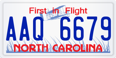 NC license plate AAQ6679