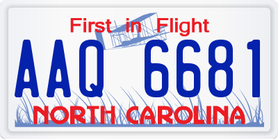 NC license plate AAQ6681