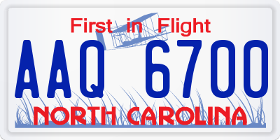NC license plate AAQ6700