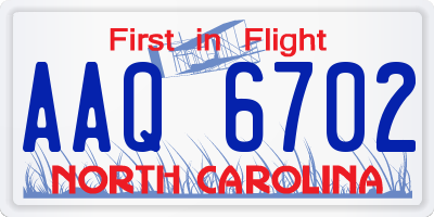 NC license plate AAQ6702