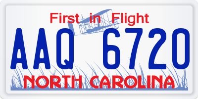 NC license plate AAQ6720