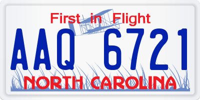 NC license plate AAQ6721