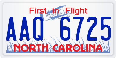 NC license plate AAQ6725