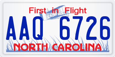 NC license plate AAQ6726
