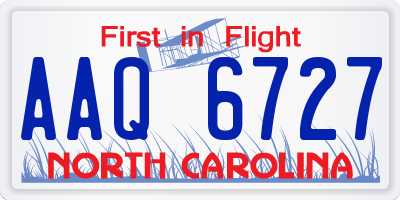 NC license plate AAQ6727