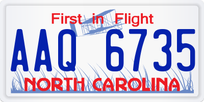NC license plate AAQ6735