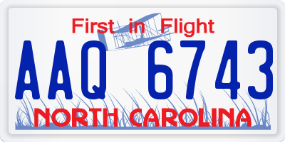 NC license plate AAQ6743