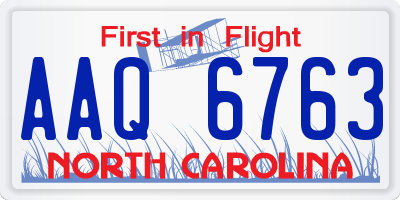 NC license plate AAQ6763