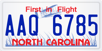 NC license plate AAQ6785