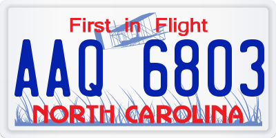 NC license plate AAQ6803