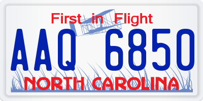 NC license plate AAQ6850