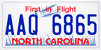 NC license plate AAQ6865