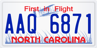 NC license plate AAQ6871