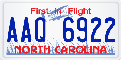NC license plate AAQ6922