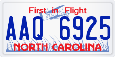 NC license plate AAQ6925