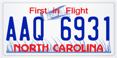NC license plate AAQ6931