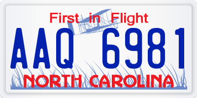 NC license plate AAQ6981