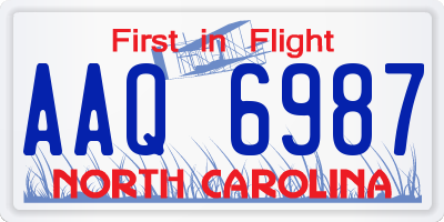 NC license plate AAQ6987