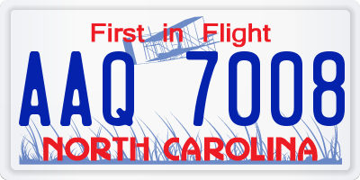 NC license plate AAQ7008