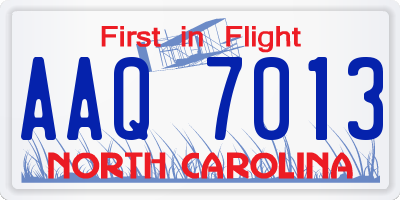 NC license plate AAQ7013