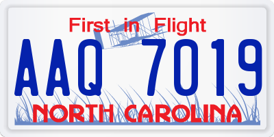 NC license plate AAQ7019