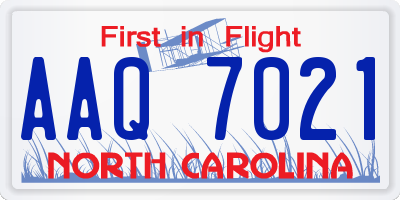 NC license plate AAQ7021