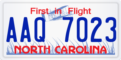 NC license plate AAQ7023
