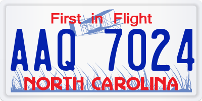 NC license plate AAQ7024