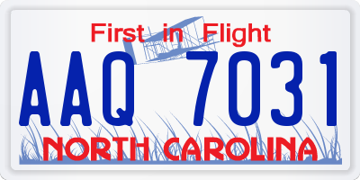 NC license plate AAQ7031
