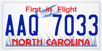 NC license plate AAQ7033
