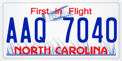 NC license plate AAQ7040