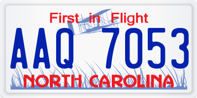 NC license plate AAQ7053