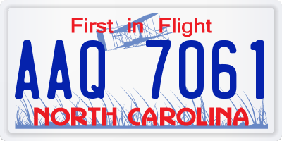 NC license plate AAQ7061