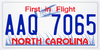 NC license plate AAQ7065