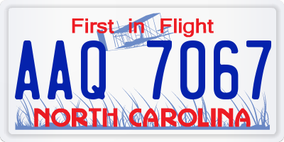 NC license plate AAQ7067