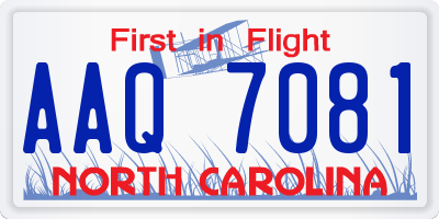 NC license plate AAQ7081