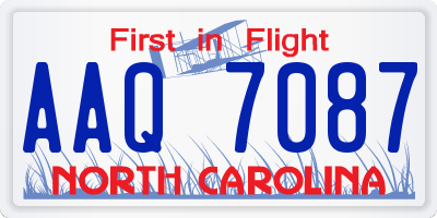 NC license plate AAQ7087