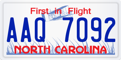 NC license plate AAQ7092