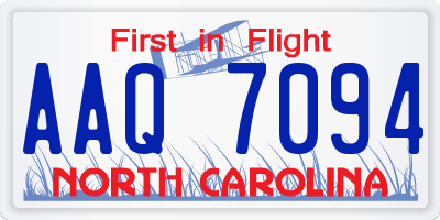 NC license plate AAQ7094