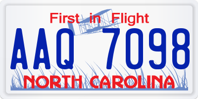 NC license plate AAQ7098