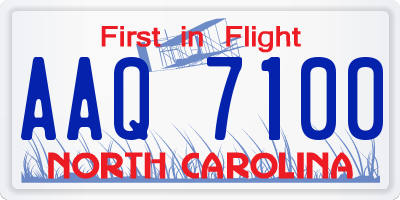 NC license plate AAQ7100