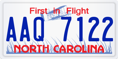 NC license plate AAQ7122