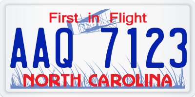 NC license plate AAQ7123