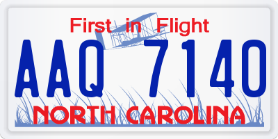 NC license plate AAQ7140