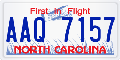 NC license plate AAQ7157