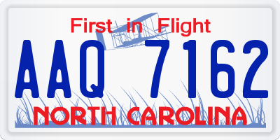 NC license plate AAQ7162