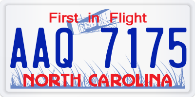 NC license plate AAQ7175