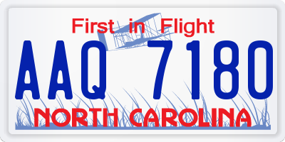 NC license plate AAQ7180