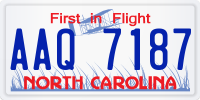 NC license plate AAQ7187